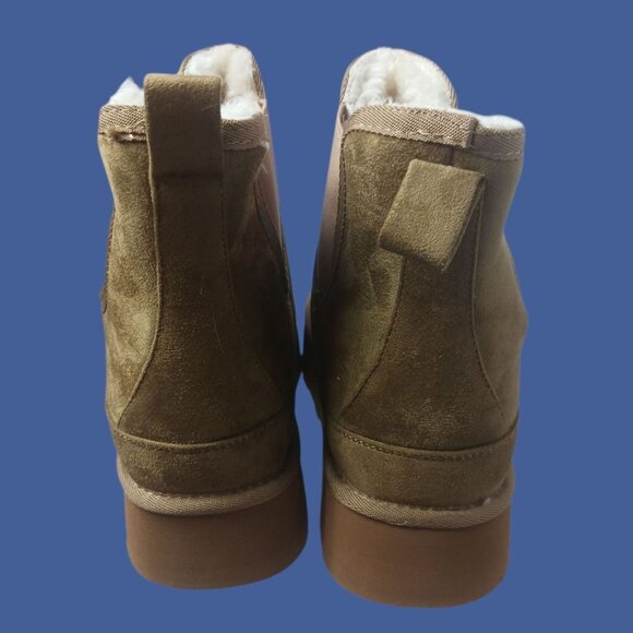 Ankis Womens Platform Ankle Boots With suede  Slip-On Style Chestnut Sz 11 - Picture 3 of 14